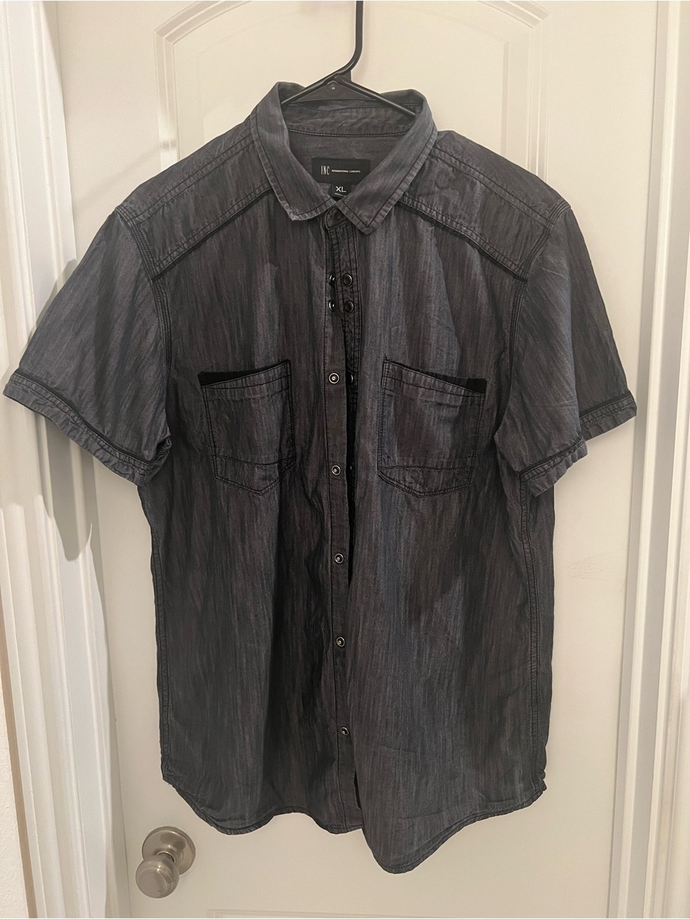 INC International Concepts Men’s XL Black Short Sleeve Utility Shirt